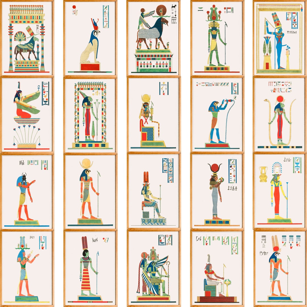 Ancient Egyptian Gods Print Set of 20, Egyptian Pantheon Wall Art ...