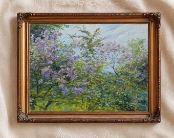 Blossoming Lilac by Max Slevogt, Vintage Floral Wall Art, Purple Impressionist Flower Print, Romantic Decor