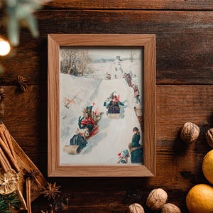 Vintage Christmas Wall Art Print, Cozy Holiday Digital Download, Retro Winter Scene Printable, Old-Fashioned Xmas Home Decor image 9
