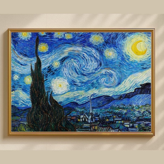 絵画 星月夜 ドット絵 簡単 クロスステッチの星月夜 - 傑作ピクセル