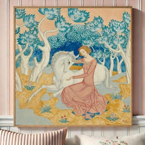 Edmund Dulac sprookje print, vintage verhalenboekillustratie, art nouveau kunst aan de muur, klassieke boekposter, digitale download, grillig decor