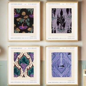 Émile-Allain Séguy Pattern Print Set of 4, Vintage Wall Art, Antique Textile Poster, Gallery Wall Decor, Printable Digital Download
