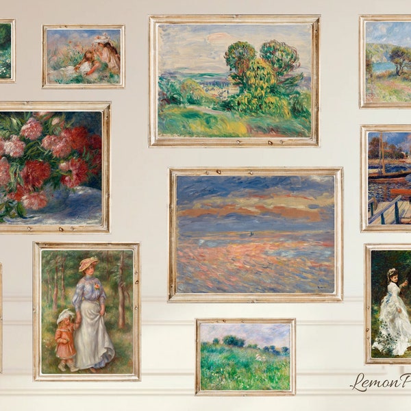 Pierre-Auguste Renoir Wall Art Set of 11, Impressionist Wall Decor, Digital Download