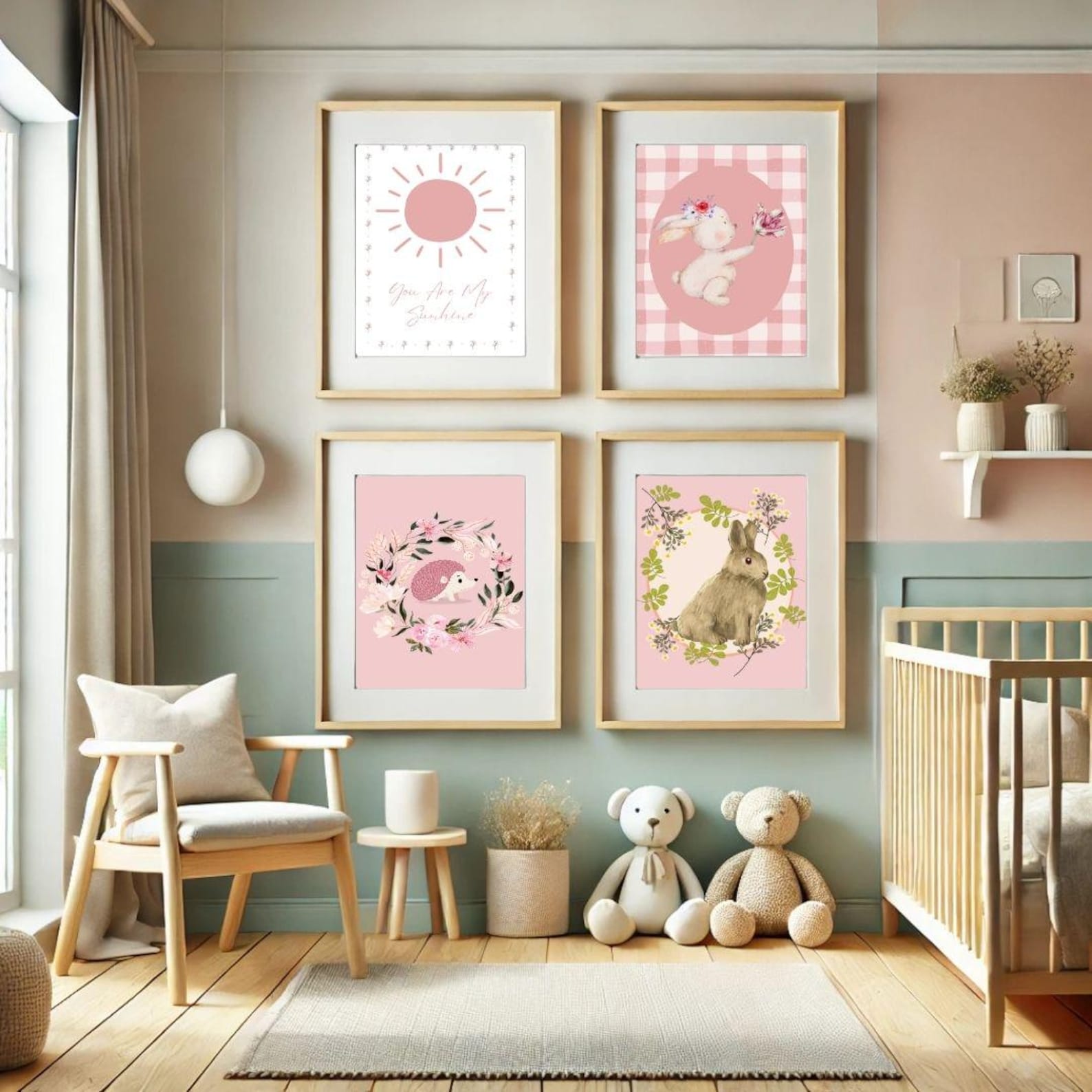Pink Nursery / Kids' Room Wall Art Set of 16, Cottagecore Playroom ...