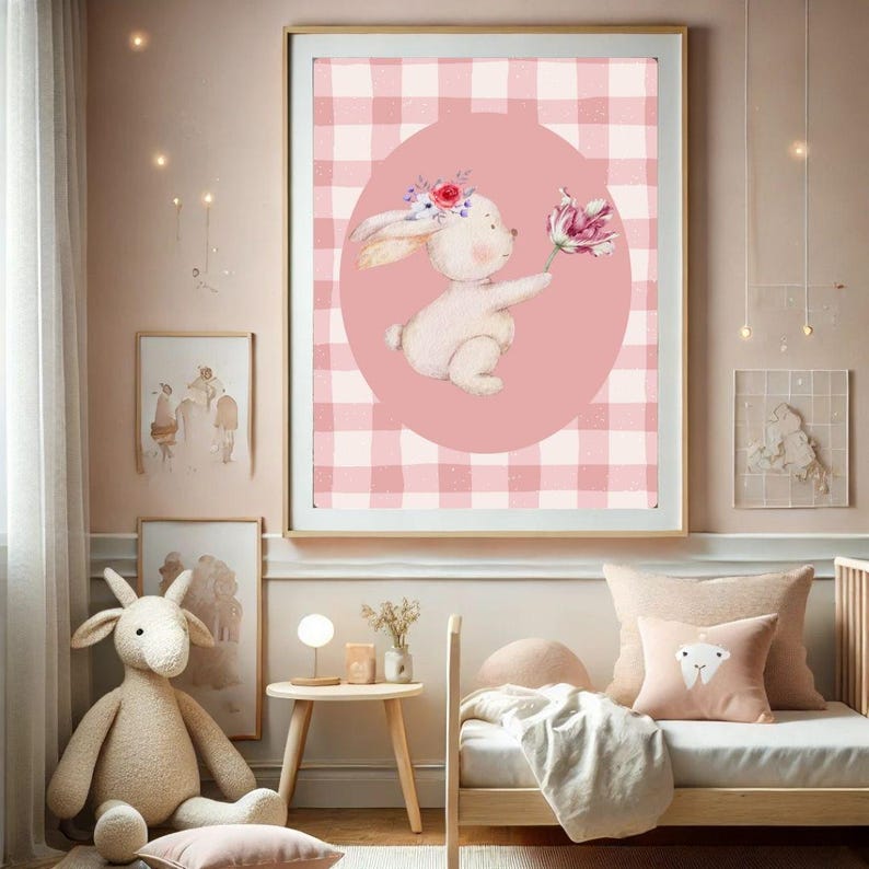 Pink Nursery / Kids' Room Wall Art Set of 16, Cottagecore Playroom ...