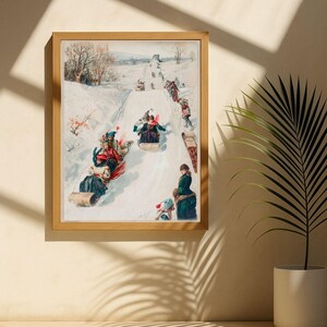 Vintage Christmas Wall Art Print, Cozy Holiday Digital Download, Retro Winter Scene Printable, Old-Fashioned Xmas Home Decor image 11