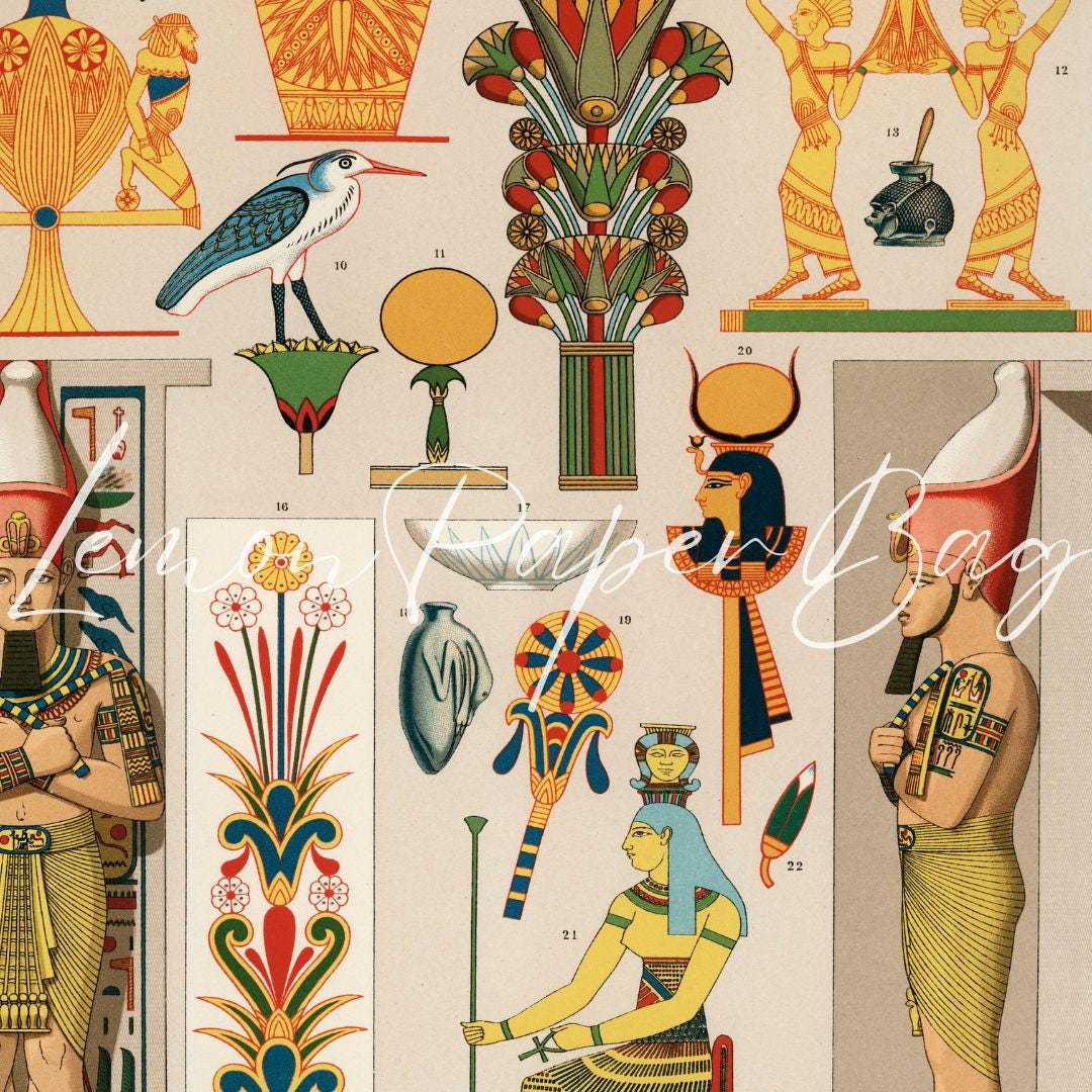 Ancient Egyptian Wall Art Set of 5, Printable Hieroglyph Prints, Egypt ...