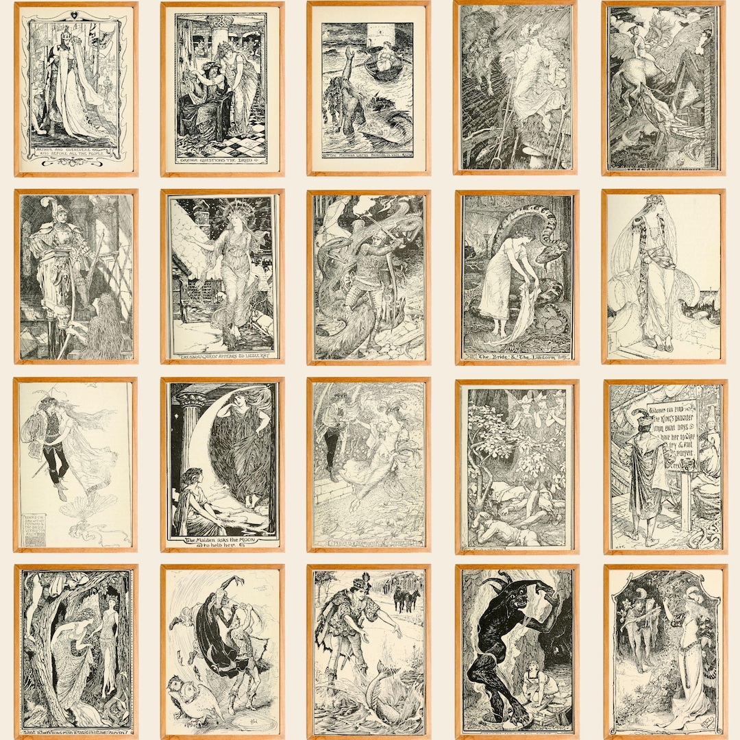 Vintage Fairy Tale Illustrations Bundle, Antique Storybook Prints ...