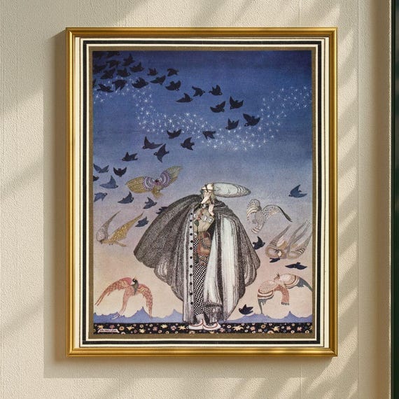 Kay Nielsen Fairy Tale Illustration Print, Vintage Storybook Wall Art, Whimsical Fantasy Decor