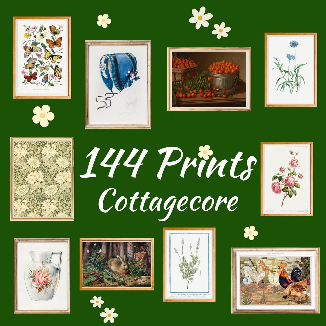 Cottagecore Wall Art Set of 144 Aesthetic Vintage Wall Art Etsy