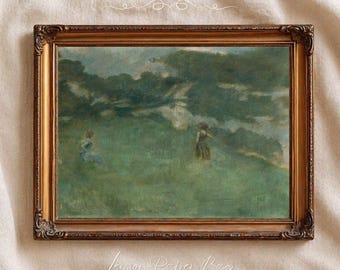 The Hermit Thrush Print, Vintage Green Wall Art, Moody Feminine Painting, Thomas Dewing Elegant Decor