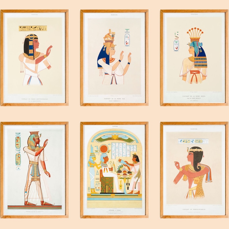 Ancient Egyptian Wall Art Set of 6 Ancient Egypt Prints Etsy