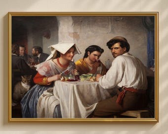 In a Roman Osteria by Carl Bloch Wall Art Print, Printable Painting Wall Decor, Digital Download