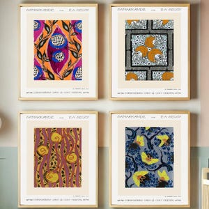 Émile-Allain Séguy Pattern Print Set of 4, Vintage Wall Art, Antique Textile Poster, Gallery Wall Decor, Printable Digital Download