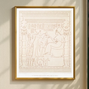 Ancient Egyptian Wall Art, Pharaoh Relief Print, Egypt History Poster, Archaeology Decor, Temple Wall Art, Digital Download, Museum Style