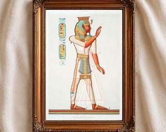 Art mural de Ramsès III, affiche imprimable de l'Egypte ancienne, impression en relief de pharaon, déco histoire de l'Égypte, art mural du temple