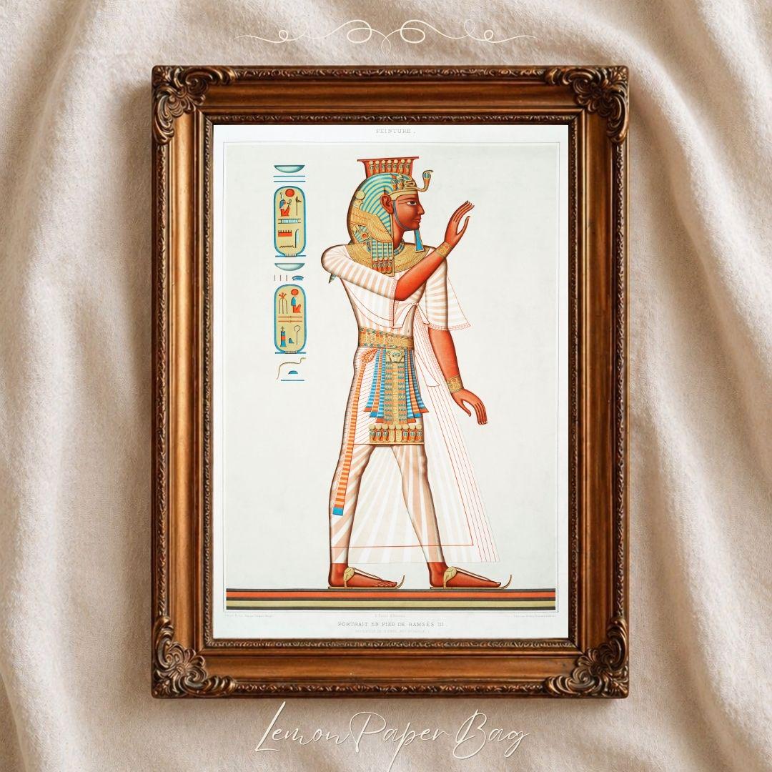 ラムセス3世の壁画、古代エジプトの印刷可能なポスター、ファラオの