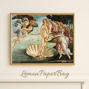 The Birth of Venus by Sandro Botticelli Wall Art Print, Renaissance Painting Wall Decor, Digital Download