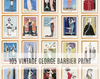 George Barbier Art Print Set, 105 Vintage Illustrations, Art Deco Wall Art, Fashion Illustration Bundle, Printable Digital Download