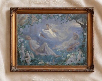 Midsummer Night’s Dream Art Print, John Simmons Shakespeare Fairy Wall Art, Romantic Fantasy Decor