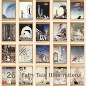 Kay Nielsen Art Prints, Fairy Tale Illustrations, Vintage Book Art, Art Nouveau Wall Decor, Digital Download Set, Classic Storybook Prints