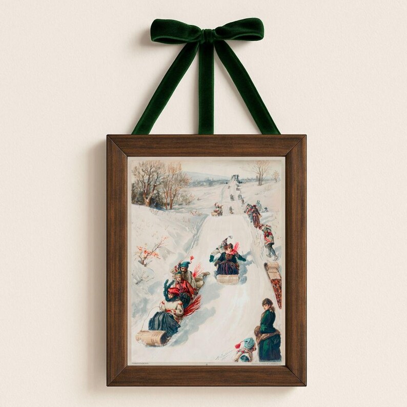 Vintage Christmas Wall Art Print, Cozy Holiday Digital Download, Retro Winter Scene Printable, Old-Fashioned Xmas Home Decor image 3