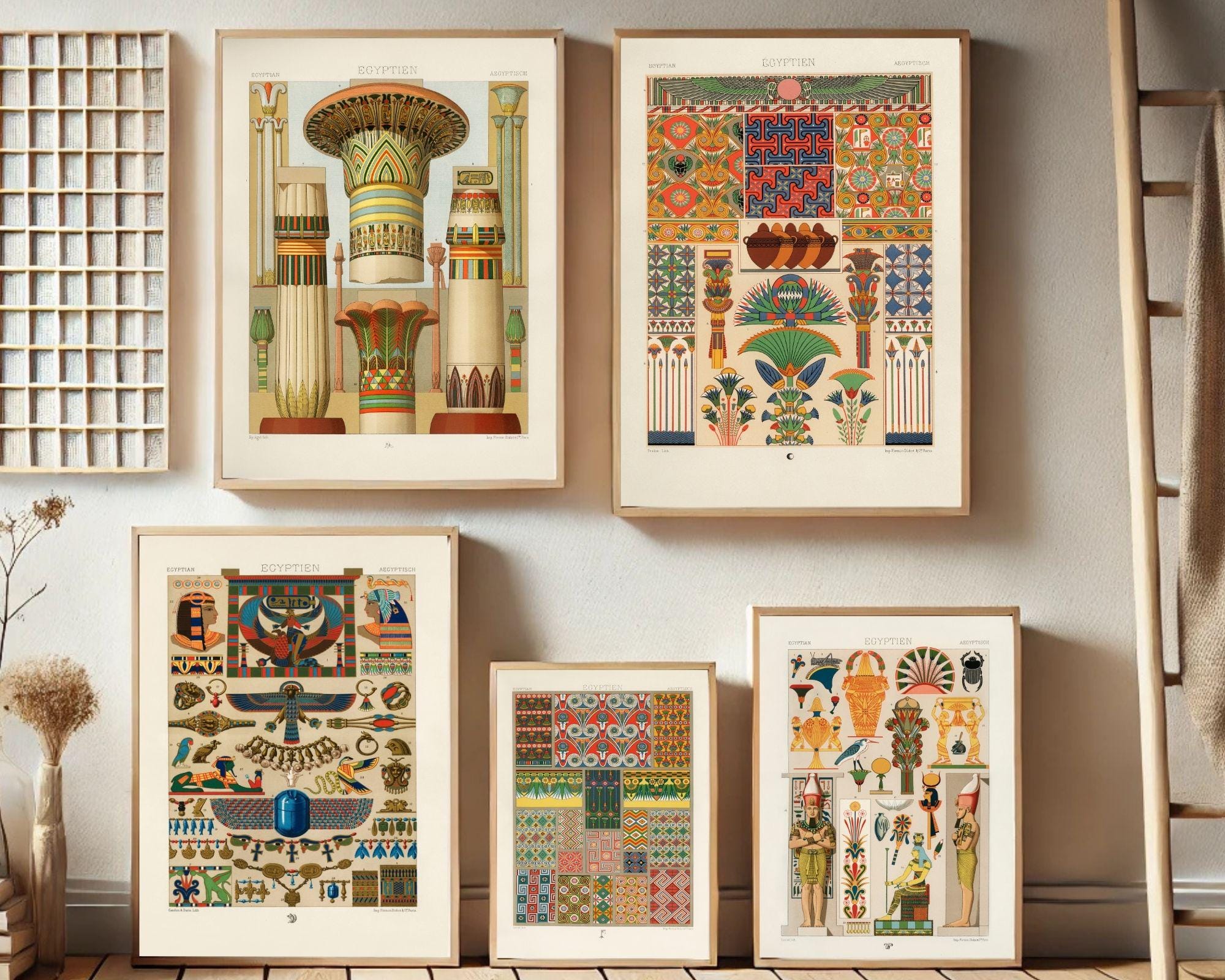 Ancient Egyptian Wall Art Set of 5, Printable Hieroglyph Prints, Egypt ...