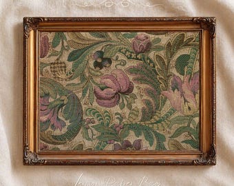 Vintage Textile Art Print, Ornamental Fabric Pattern Wall Decor, Antique Decorative Design Download