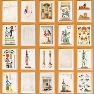 Ancient Egyptian Wall Art Set of 195, Egypt Poster Bundle, Pharaoh and Gods Print, Archaeology Decor, Digital Download