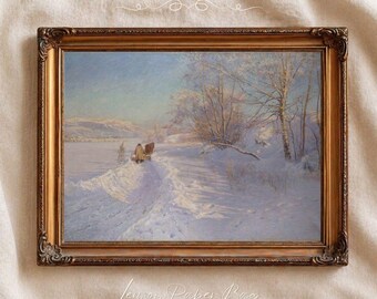 Winter Morning After Snowfall in Dalarna Print, Swedish Winter Landscape, Scandinavian Wall Art