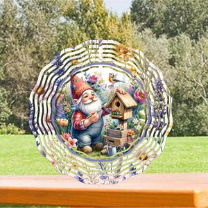 Spring Gnome Wind Spinner, Yard Decor, Gnome, Porch Decor