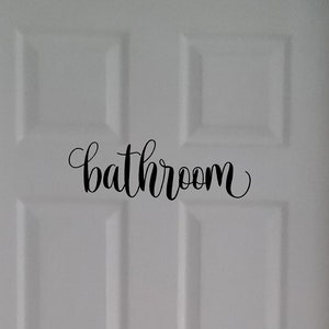 bathroom, bathroom door   vinyl wall decal, bathroom decal, sign decal.