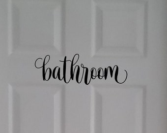 bathroom, bathroom door   vinyl wall decal, bathroom decal, sign decal.