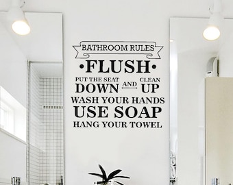 Bathroom Rules Vinyl Wall Decal: Restroom Decor