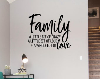 Family Love Vinyl Wall Decal: Home Decor Sign