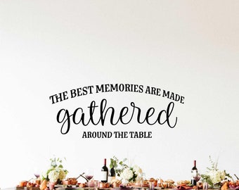 The best memories are made gathered around the table vinyl wall decal.   Great looking wall decal for any kitchen or dining room.