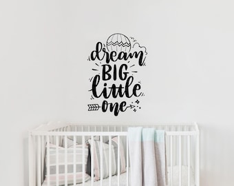 Dream Big Little One vinyl wall decal.  Perfect for the nursery, bedroom or playroom. Dream decal.