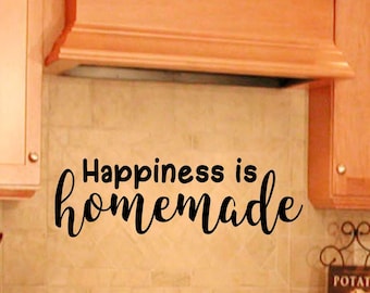 Happiness is Homemade vinyl wall decal, kitchen decal, dining room decal, sign decal.