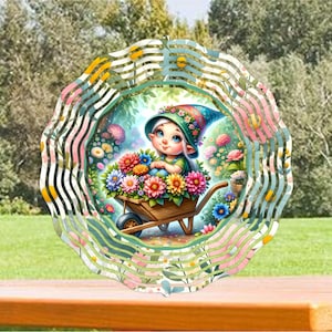 Spring Girl Gnome Wind Spinner, Yard Decor, Gnome, Porch Decor