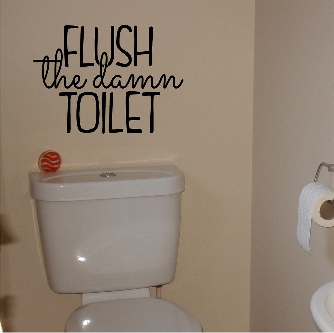 Flush the Toilet Vinyl Wall Decal Bathroom Decal Etsy