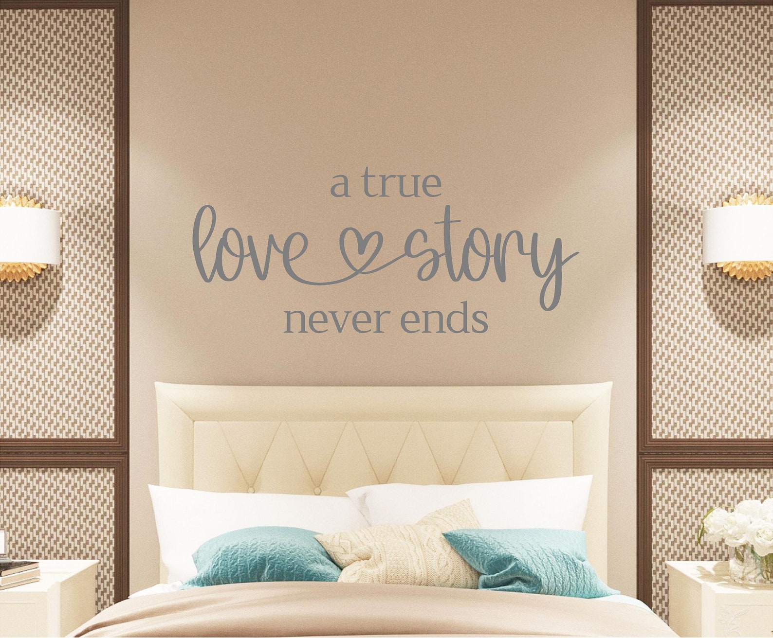 A True Love Story Never Ends Vinyl Wall Decal, Bedroom Decor - Etsy