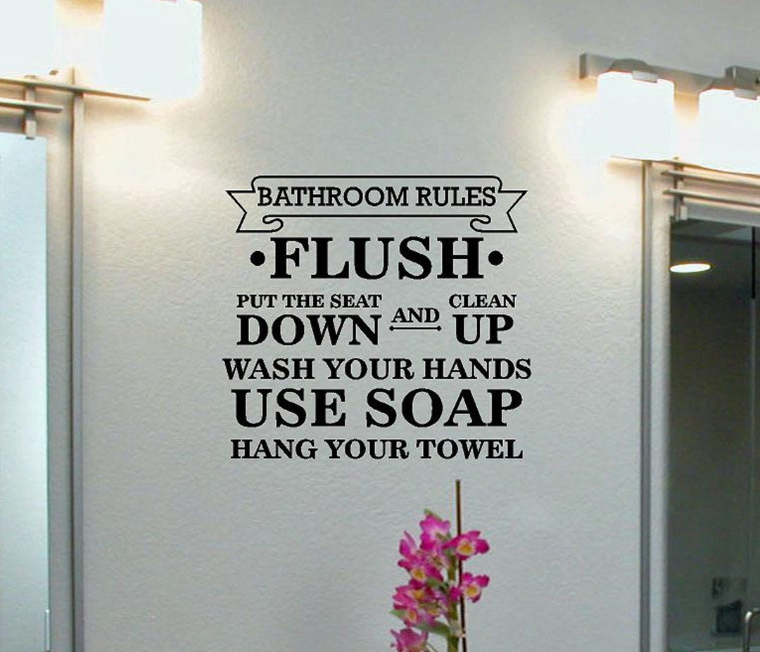 Bathroom Rules Vinyl Wall Decal Bathroom Decal Shower Decal Etsy