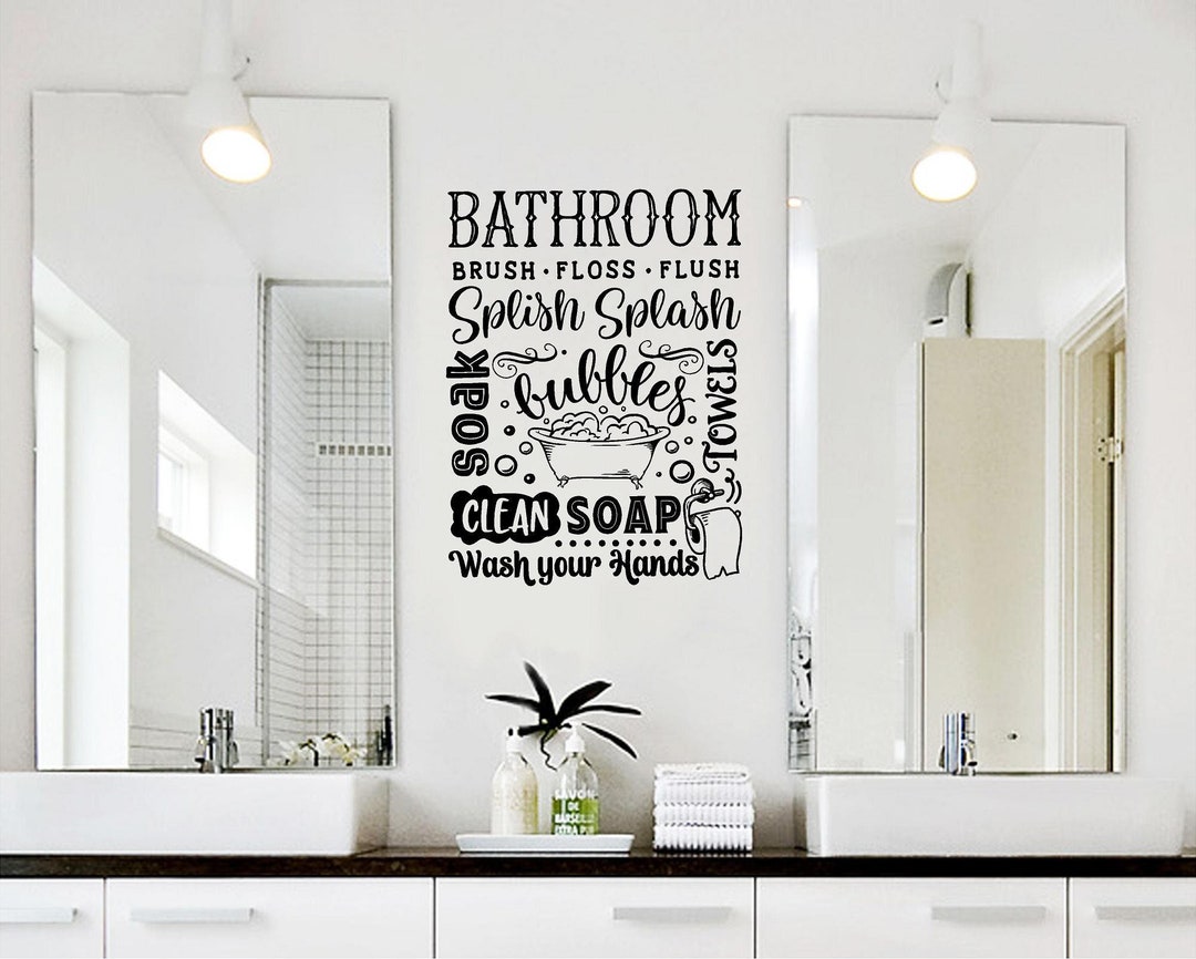 Bathroom Words Vinyl Wall Decal, Bathroom Decal, Funny Saying, Home