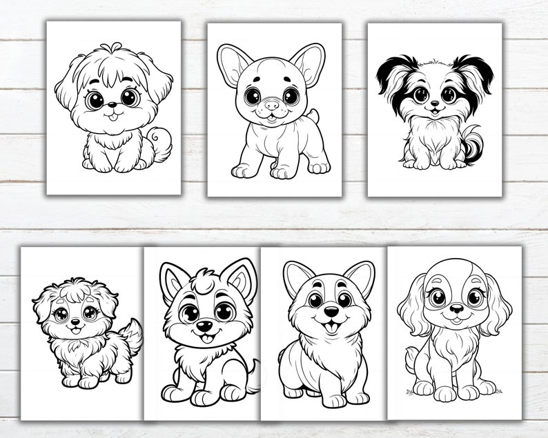 Kawaii Coloring Pages for Kids Puppy Coloring Pages for Dog Lovers Dog Coloring Sheets Cute ...