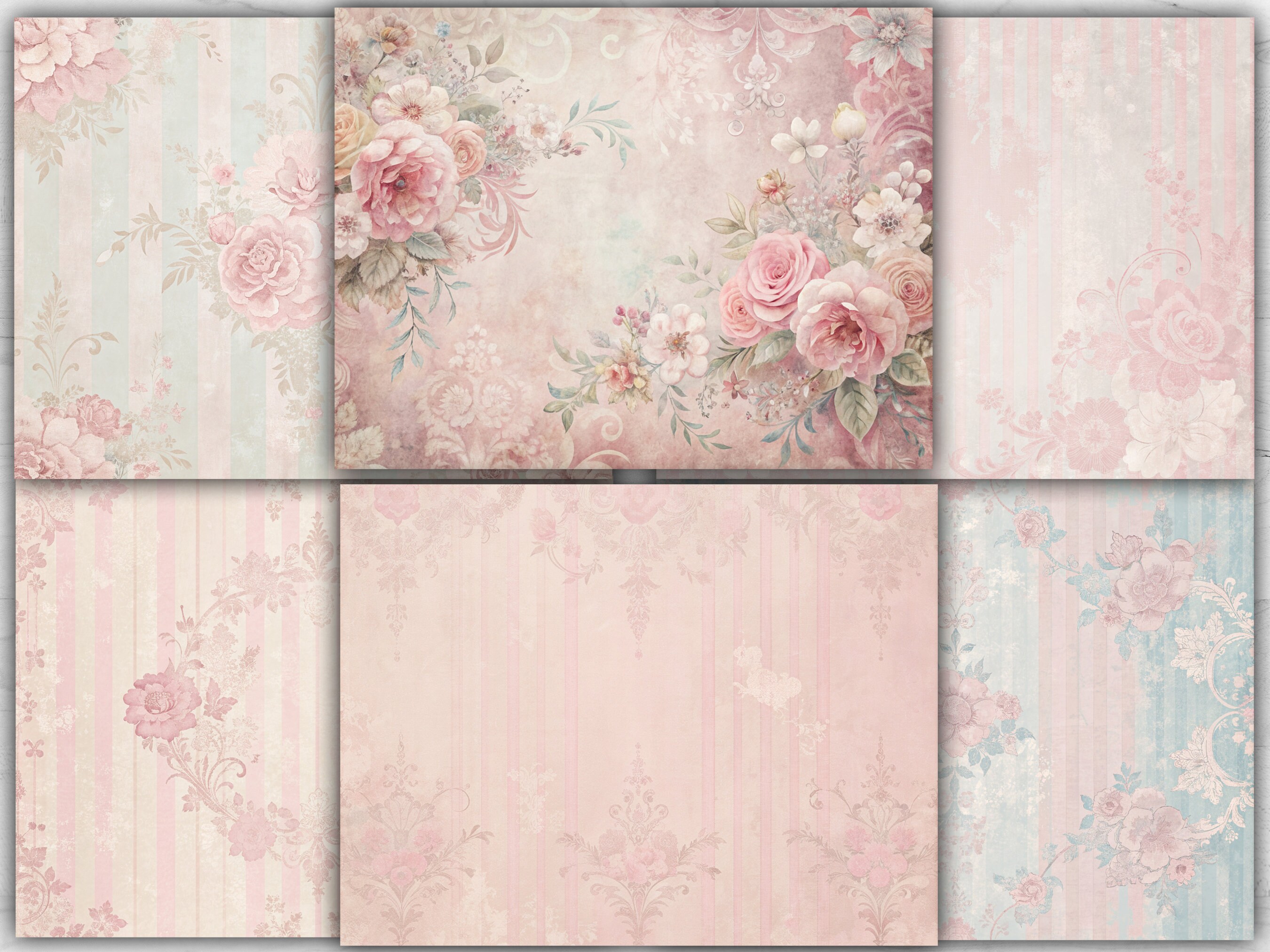 Bundle of 130 Vintage Shabby Chic Junk Journal Pages Botanical Floral ...