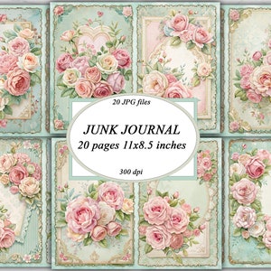 Shabby chic rosas lixo diário páginas vintage rosa lixo diário rosa rosas scrapbooking páginas shabby chique para impressão páginas botânicas