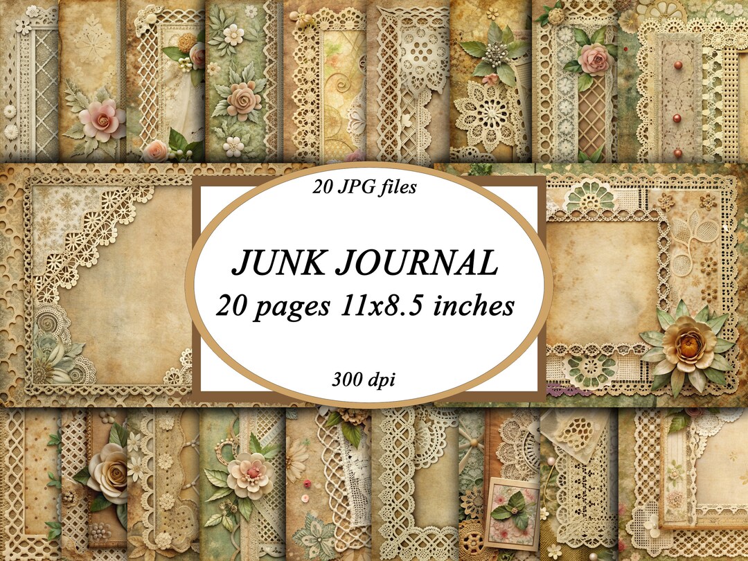 Vintage Lace Junk Journal Pages Embellishment Ephemera Junk Journal ...