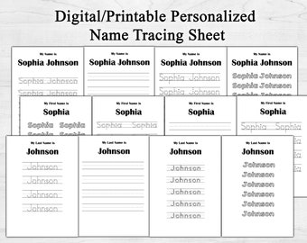 Custom Name Tracing, Personalized Tracing, Handwriting Practice, Name Tracing Sheet Homeschool Printable Name Tracing Pages Preschool Sheets
