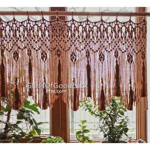 Decor Macrame valance. Macrame Curtain..Macrame Wall Hanging.Macrame wall art. cotton cord.