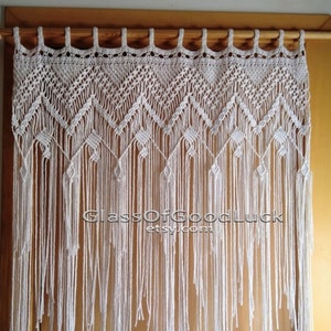 Decor Macrame valance. Macrame Curtain..Macrame Wall Hanging.Macrame wall art. White cotton cord.